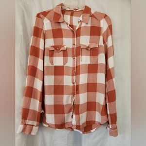 Maurices Burnt Orange Plaid Button Down Top